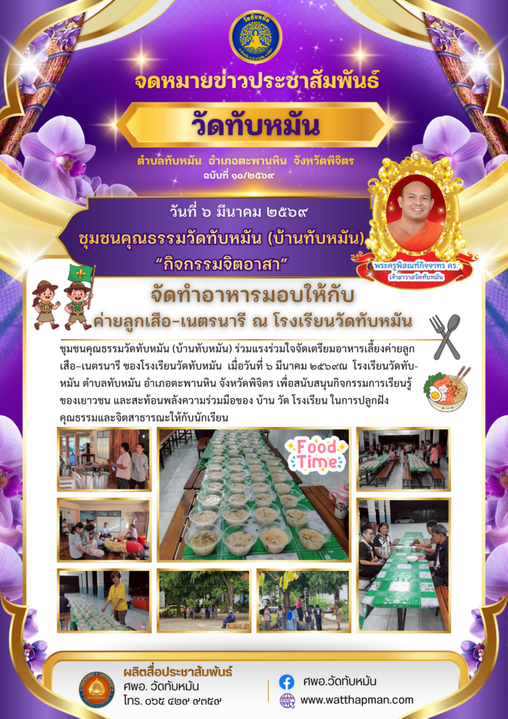 ชุมชนคุณธรรมวัดทับหมัน (บ้านทับหมัน) กิจกรรมจิตอาสา